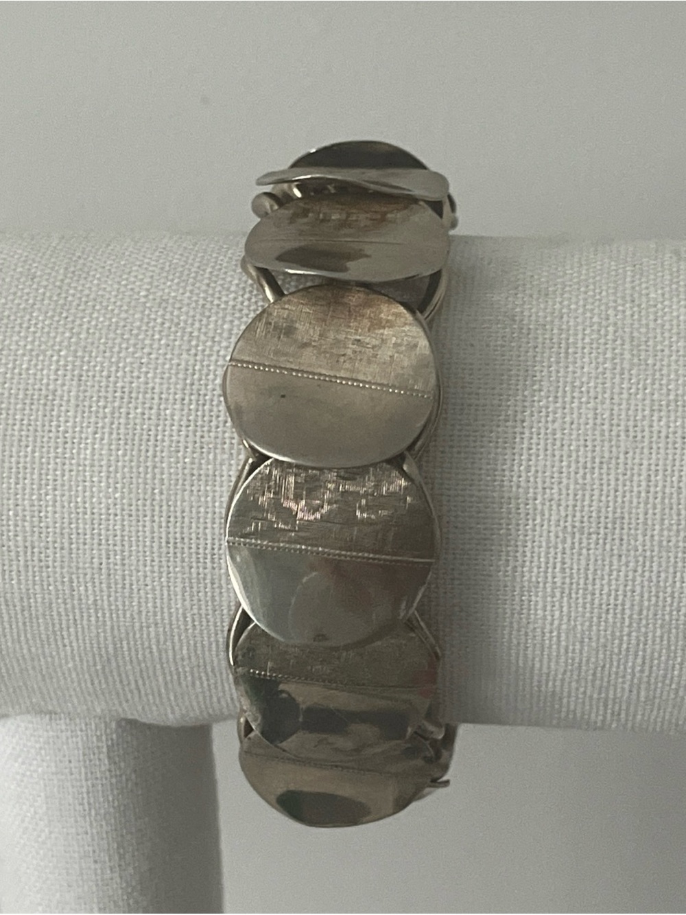 Vintage Silver Tone Chunky Double Curb Link Bracelet Retro Openwork Statement